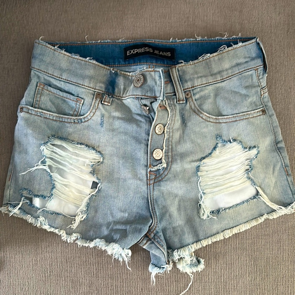 Express denim distressed shorts